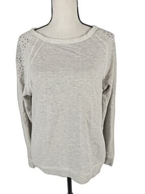 Women’s AQUA Sweatshirt Gray Rhinestone Studded Shoulder Size Medium